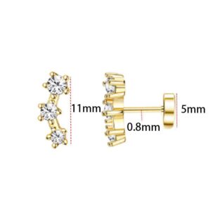 Triple Crystal Curve Stud