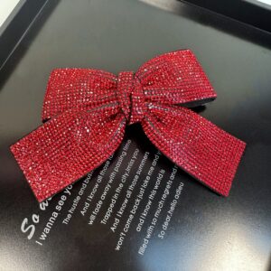 Red Rhinestone Large Bow Clip
