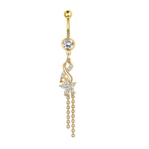 Gold Dangle Navel Ring Star Chain