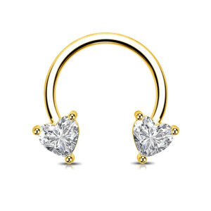 Septum Ring with Crystal Hearts