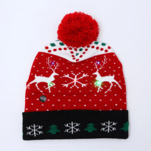 LED Reindeer Christmas Beanie