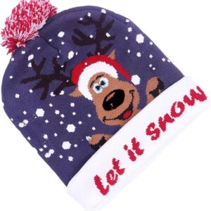 LED “Let It Snow” Reindeer Beanie