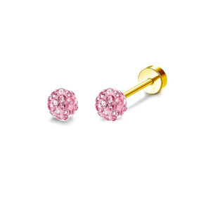 Gold Labret with Pink Crystal Ball