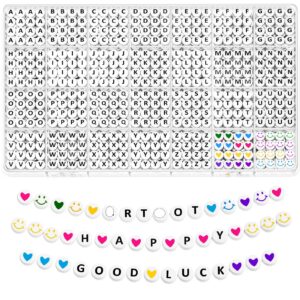 Black Letter Bead Set with Hearts and Smiley Faces