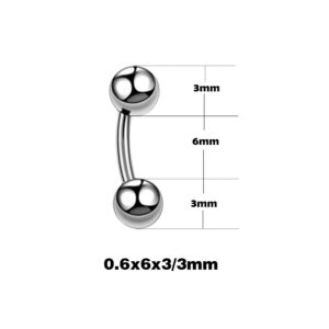 316L Surgical Steel Curved Barbell – 6mm
