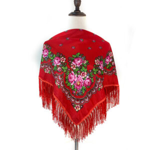 Floral Pattern Fringed Scarfs