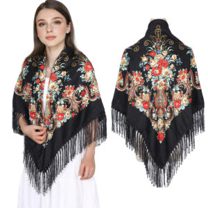 Floral Pattern Fringed Scarfs