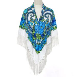 Floral Pattern Fringed Scarfs