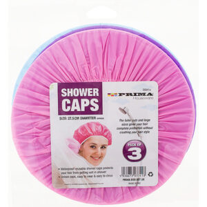 Prima Shower Caps Assorted Colours 27.5cm 3 Pack