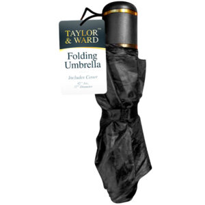 Taylor & Ward Black Folding Umbrella With Cover 42"